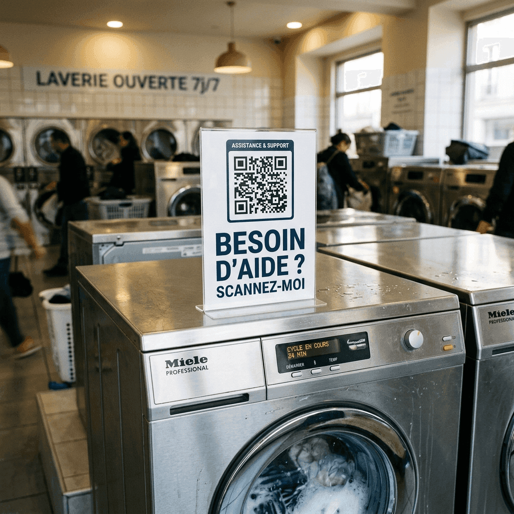 Sticker QR Code sur machine à laver